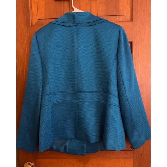 Tahari ASL Ruffled Blazer Jacket Womens‎ 14W Blue Office Mature Business Casual - Picture 5 of 10